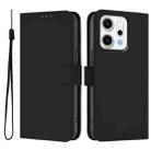 For OPPO Reno14 5G Global Skin Feel Solid Color Leather Phone Case with Lanyard(Black) - 2