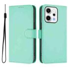 For OPPO Reno14 5G Global Skin Feel Solid Color Leather Phone Case with Lanyard(Mint Green) - 2