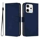 For OPPO Reno14 5G Global Skin Feel Solid Color Leather Phone Case with Lanyard(Navy Blue) - 2