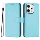 For OPPO Reno14 5G Global Skin Feel Solid Color Leather Phone Case with Lanyard(Sky Blue) - 2