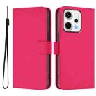 For OPPO Reno14 5G Global Skin Feel Solid Color Leather Phone Case with Lanyard(Rose Red) - 2
