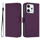 For OPPO Reno14 5G Global Skin Feel Solid Color Leather Phone Case with Lanyard(Violet) - 2