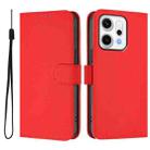 For OPPO Reno14 Pro 5G Global Skin Feel Solid Color Leather Phone Case with Lanyard(Red) - 2