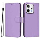 For OPPO Reno14 Pro 5G Global Skin Feel Solid Color Leather Phone Case with Lanyard(Lavender Purple) - 1