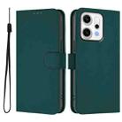 For OPPO Reno14 Pro 5G Global Skin Feel Solid Color Leather Phone Case with Lanyard(Dark Green) - 2