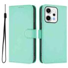 For OPPO Reno14 Pro 5G Global Skin Feel Solid Color Leather Phone Case with Lanyard(Mint Green) - 1
