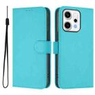 For OPPO Reno14 Pro 5G Global Skin Feel Solid Color Leather Phone Case with Lanyard(Lake Blue) - 1