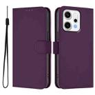 For OPPO Reno14 Pro 5G Global Skin Feel Solid Color Leather Phone Case with Lanyard(Violet) - 1