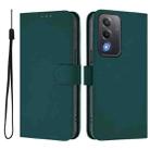 For OPPO A5 5G Global / A3 Pro 5G Global Skin Feel Solid Color Leather Phone Case with Lanyard(Dark Green) - 2