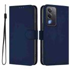 For OPPO A5 5G Global / A3 Pro 5G Global Skin Feel Solid Color Leather Phone Case with Lanyard(Navy Blue) - 2