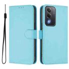 For OPPO A5 5G Global / A3 Pro 5G Global Skin Feel Solid Color Leather Phone Case with Lanyard(Sky Blue) - 2
