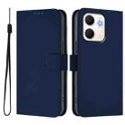 For OPPO A5X 4G / 5G Global Skin Feel Solid Color Leather Phone Case with Lanyard(Navy Blue) - 2