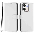 For OPPO A5X 4G / 5G Global Skin Feel Solid Color Leather Phone Case with Lanyard(White) - 2