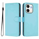 For OPPO A5X 4G / 5G Global Skin Feel Solid Color Leather Phone Case with Lanyard(Sky Blue) - 2
