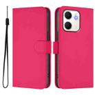 For OPPO A5X 4G / 5G Global Skin Feel Solid Color Leather Phone Case with Lanyard(Rose Red) - 2