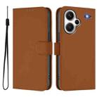 For Redmi Note 13 Pro+ 5G Global Skin Feel Solid Color Leather Phone Case with Lanyard(Brown) - 2