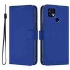 For Redmi 10C Skin Feel Solid Color Leather Phone Case with Lanyard(Dark Blue) - 2