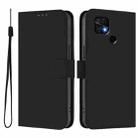 For Redmi 10C Skin Feel Solid Color Leather Phone Case with Lanyard(Black) - 2