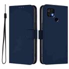 For Redmi 10C Skin Feel Solid Color Leather Phone Case with Lanyard(Navy Blue) - 2