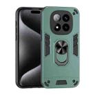 For Redmi Note 14 Pro+ 5G Shockproof Metal Ring Holder Phone Case(Green) - 1