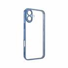 For iPhone 16 TOTU PC-2 Soft Jane Series Electroplated TPU Phone Case with Lens Film(Blue) - 1