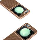 For Samsung Galaxy Z Flip6 Electroplated Frame Woven Texture PU Phone Case(Brown) - 3