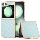 For Samsung Galaxy Z Flip6 Electroplated Frame Woven Texture PU Phone Case(Light Green) - 1