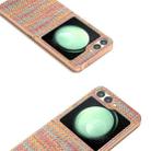 For Samsung Galaxy Z Flip6 Electroplated Frame Color Lattice Texture PU Phone Case(Tangerine) - 3