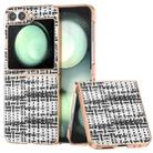 For Samsung Galaxy Z Flip6 Electroplated Frame Color Lattice Texture PU Phone Case(Black) - 1