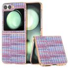 For Samsung Galaxy Z Flip6 Electroplated Frame Color Lattice Texture PU Phone Case(Purple) - 1