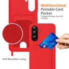For Samsung Galaxy A26 5G Integrated Card Bag Solid Color Liquid Silicone Phone Case with Lanyard(Red) - 3