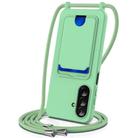 For Samsung Galaxy A26 5G Integrated Card Bag Solid Color Liquid Silicone Phone Case with Lanyard(Green) - 1
