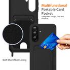 For Samsung Galaxy A26 5G Integrated Card Bag Solid Color Liquid Silicone Phone Case with Lanyard(Black) - 3