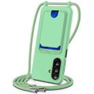 For Samsung Galaxy A36 / A56 5G Integrated Card Bag Solid Color Liquid Silicone Phone Case with Lanyard(Green) - 1