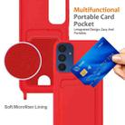 For Samsung Galaxy A54 5G Integrated Card Bag Solid Color Liquid Silicone Phone Case with Lanyard(Red) - 3