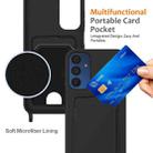For Samsung Galaxy A54 5G Integrated Card Bag Solid Color Liquid Silicone Phone Case with Lanyard(Black) - 3