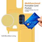 For Samsung Galaxy A54 5G Integrated Card Bag Solid Color Liquid Silicone Phone Case with Lanyard(Yellow) - 3