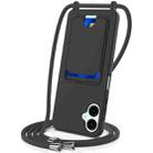 For Samsung Galaxy A06 5G Integrated Card Bag Solid Color Liquid Silicone Phone Case with Lanyard(Black) - 1