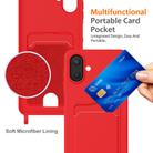 For Samsung Galaxy A07 5G Integrated Card Bag Solid Color Liquid Silicone Phone Case with Lanyard(Red) - 3