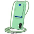 For Samsung Galaxy A07 5G Integrated Card Bag Solid Color Liquid Silicone Phone Case with Lanyard(Green) - 1