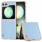 For Samsung Galaxy Z Flip6 ABEEL Electroplating Frame Genuine Leather Wave Phone Case(Blue) - 1