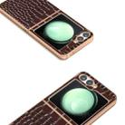 For Samsung Galaxy Z Flip6 ABEEL Electroplated Frame Genuine Leather Crocodile Pattern Phone Case(Coffee) - 3