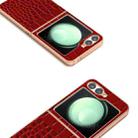 For Samsung Galaxy Z Flip6 ABEEL Electroplated Frame Genuine Leather Crocodile Pattern Phone Case(Red) - 3