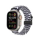 For Apple Watch 46mm / 49mm / 45mm / 44mm Snap Button Braided Watch Band(Wave Pattern Black White) - 1