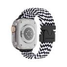 For Apple Watch 46mm / 49mm / 45mm / 44mm Snap Button Braided Watch Band(Wave Pattern Black White) - 2