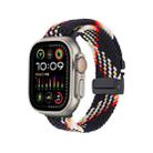 For Apple Watch 46mm / 49mm / 45mm / 44mm Snap Button Braided Watch Band(Black Rainbow) - 1