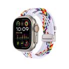 For Apple Watch 46mm / 49mm / 45mm / 44mm Snap Button Braided Watch Band(White Rainbow) - 1