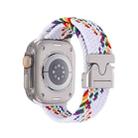 For Apple Watch 46mm / 49mm / 45mm / 44mm Snap Button Braided Watch Band(White Rainbow) - 2