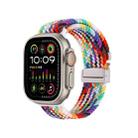 For Apple Watch 46mm / 49mm / 45mm / 44mm Snap Button Braided Watch Band(Official Rainbow) - 1