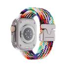 For Apple Watch 46mm / 49mm / 45mm / 44mm Snap Button Braided Watch Band(Official Rainbow) - 2